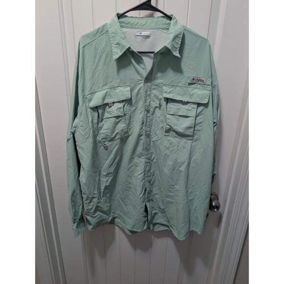Columbia Men’s PFG Bahama II Long Sleeve Shirt Size L Omni Shade Green - Picture 1 of 8